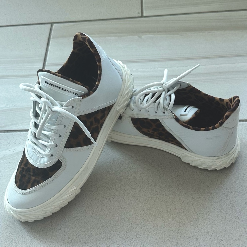 Giuseppe Zanotti Leopard Platform Sneakers White